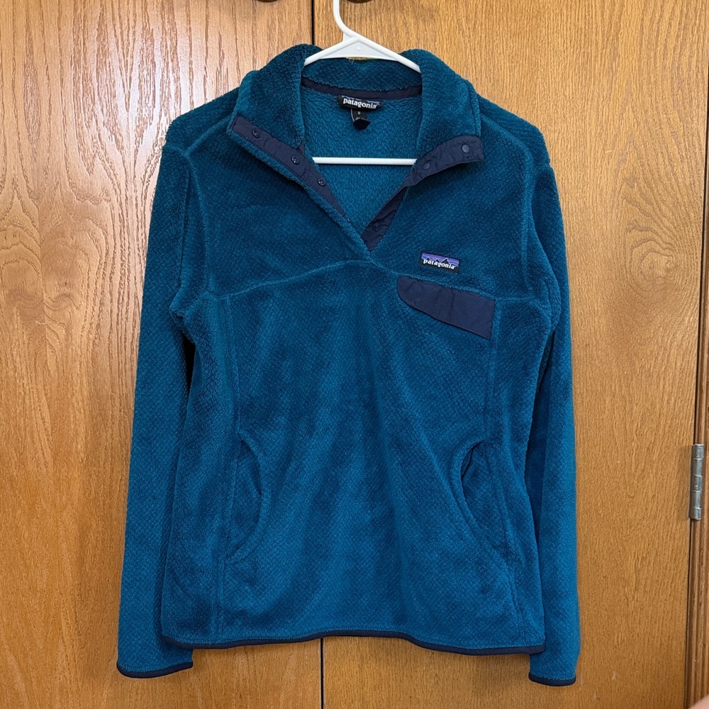 Patagonia Teal Blue Snap-T Fleece Pullover Jacket